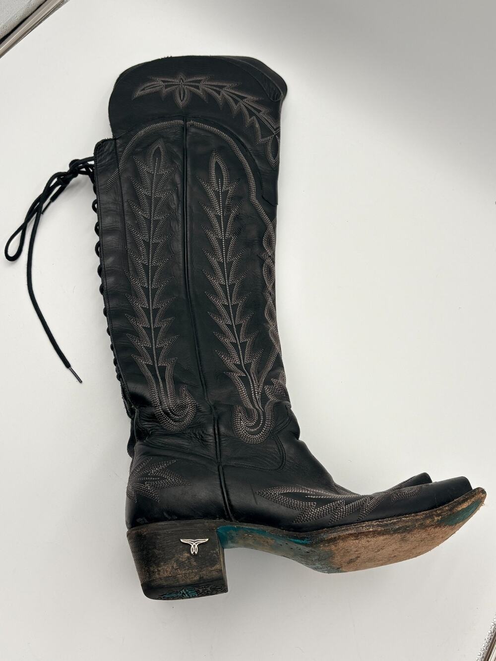 Lane Lexington Over The Knee Western Boots Women's Size 9 Black Side Zipper